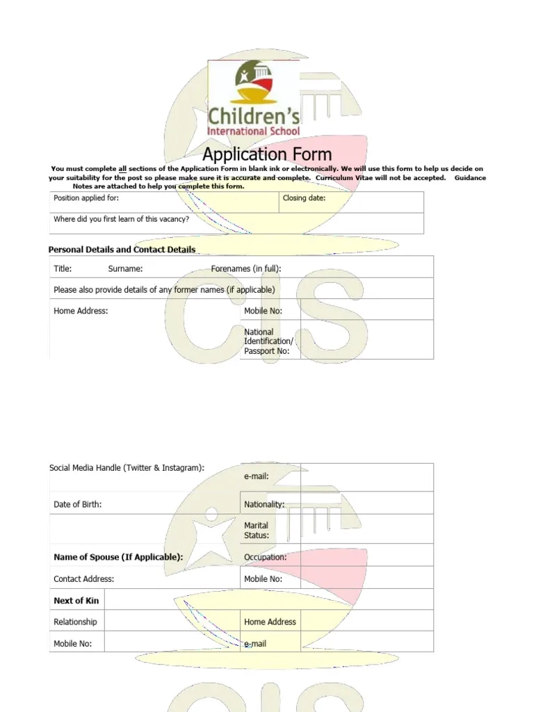 CIS Recruitment Application Form 2025 PDF Justice Crime 