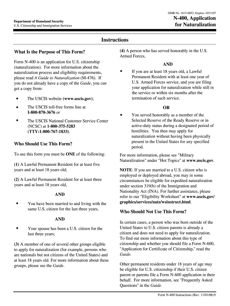 N 400 Form 2025 Instructions