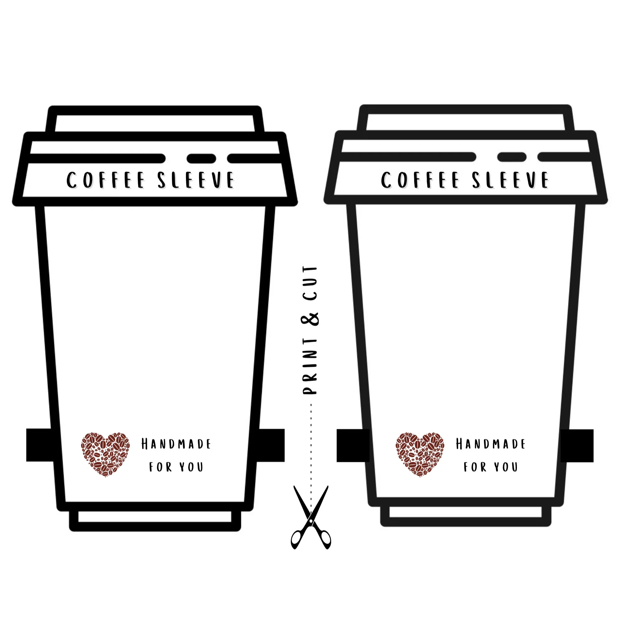 Coffee Cup Cozy Printable Cup Insert Cozy Display Card Cup 