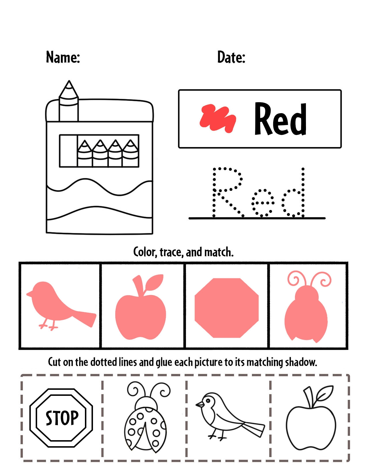 Printable Color Red Worksheets For Preschool