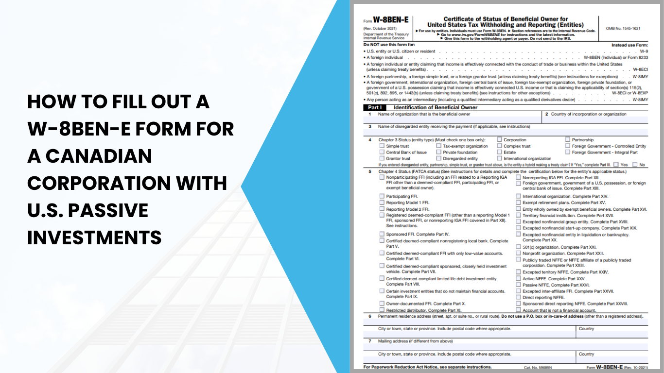 Completing A W 8BEN E Form For Canadian Corporations