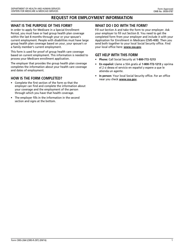 Completing The CMS L564 Form For Medicare PDF Social Security 