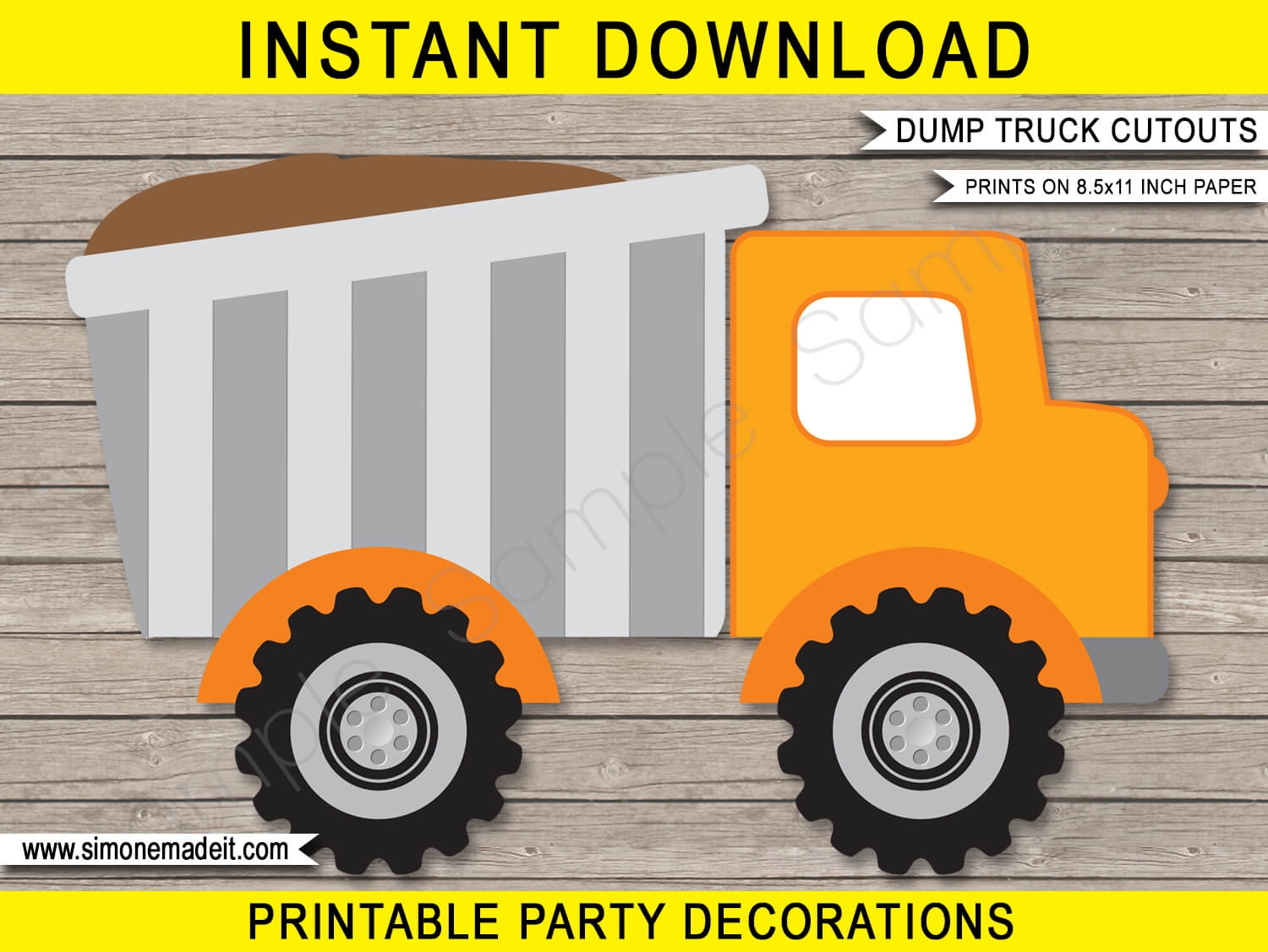 Construction Party Dump Truck Cutouts