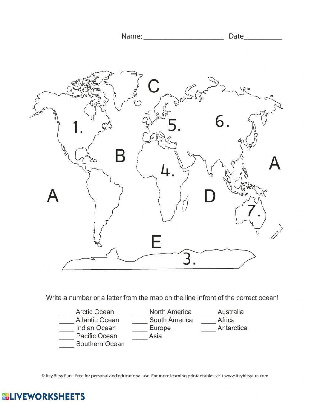 Free Printable Continents Worksheet Pdf