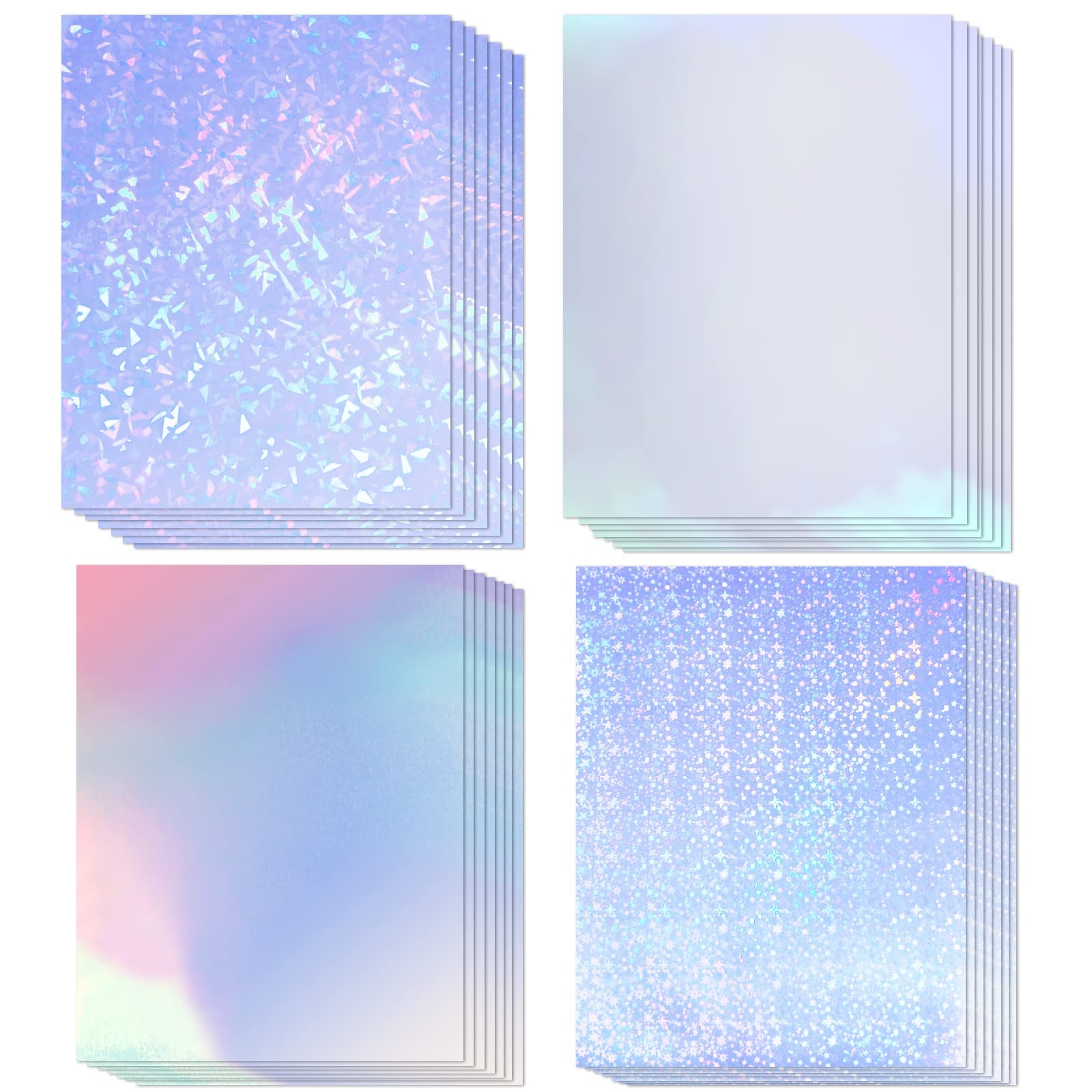 Cosrk 20 Sheets Holographic Printable Sticker Paper 8 5x11 Inch 