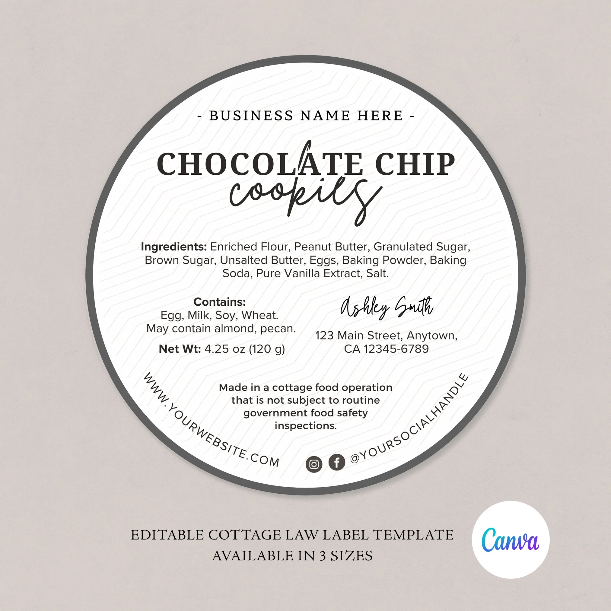 Free Printable Cottage Food Label Template