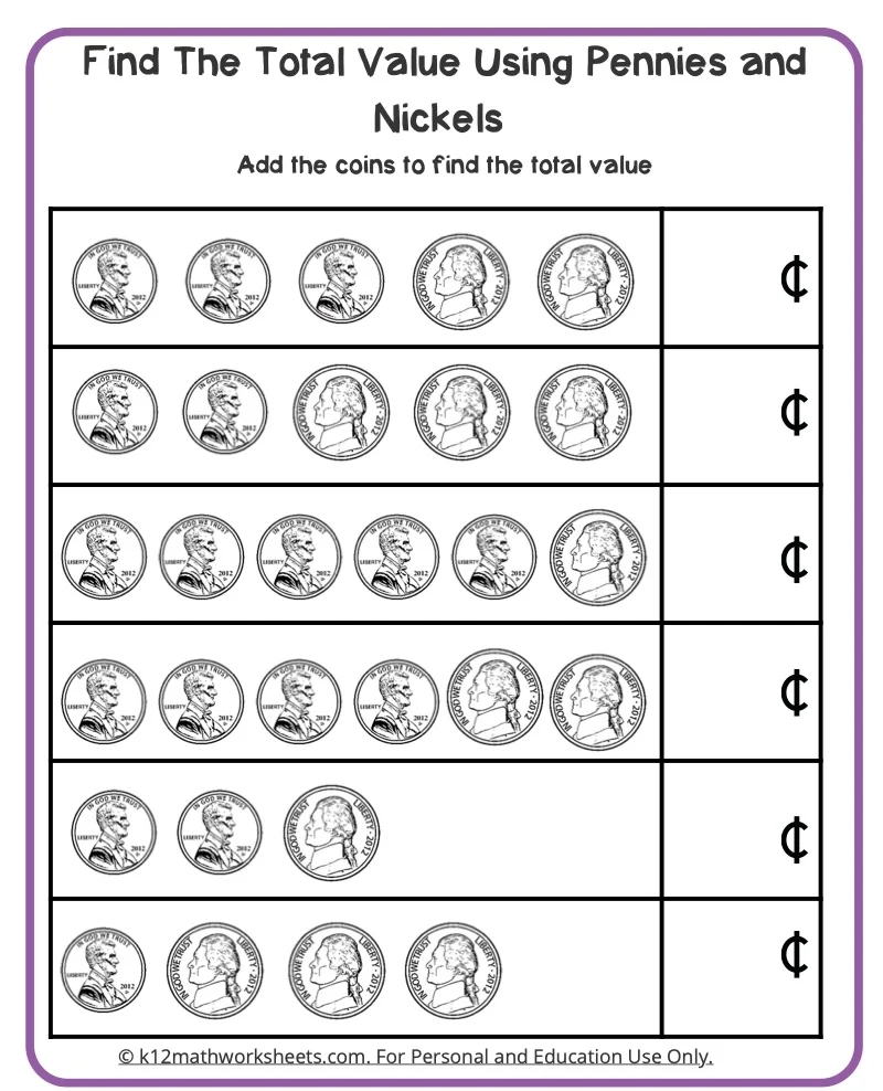 Free Printable Money Worksheets For 1st Grade