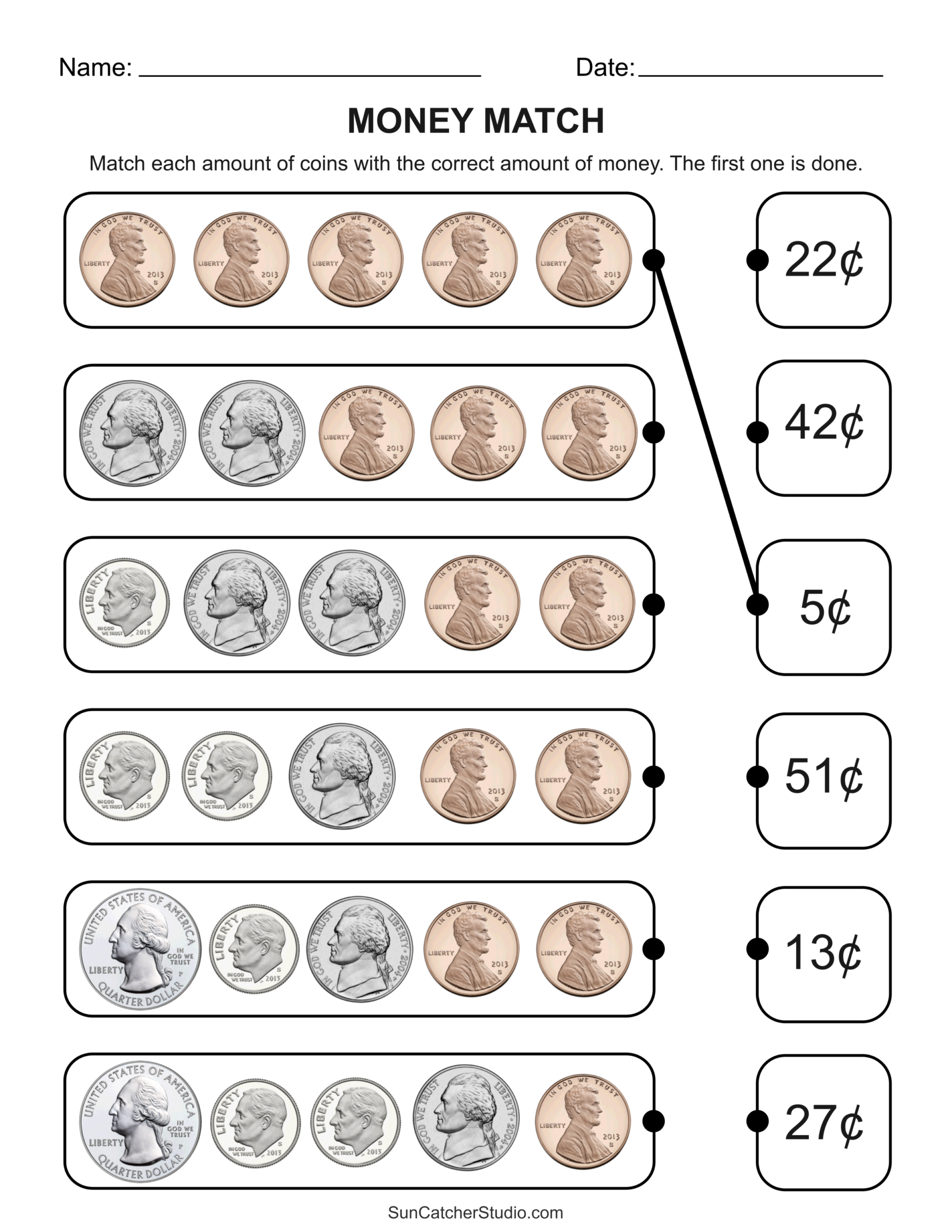 Free Printable Pdf Learning Coin Worksheets