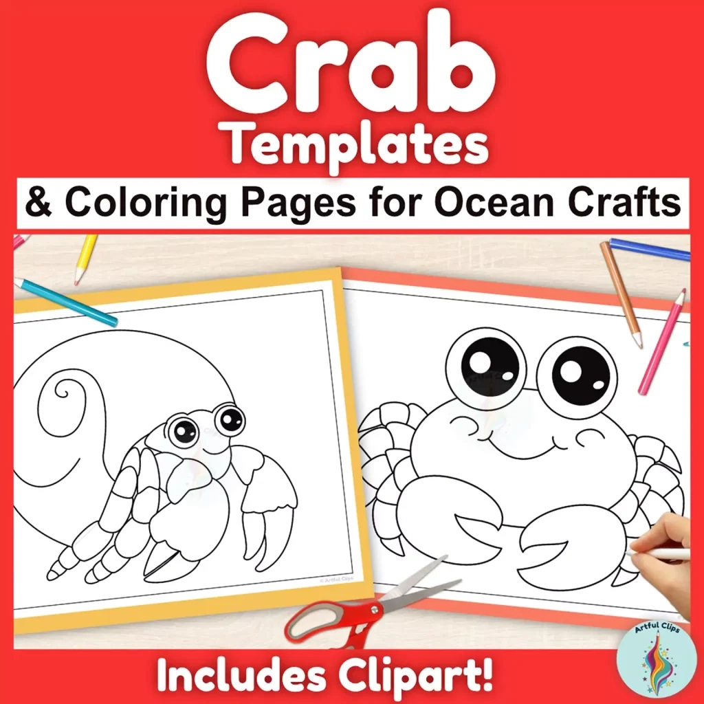 Crab Craft Templates Printable Black And White Outlines