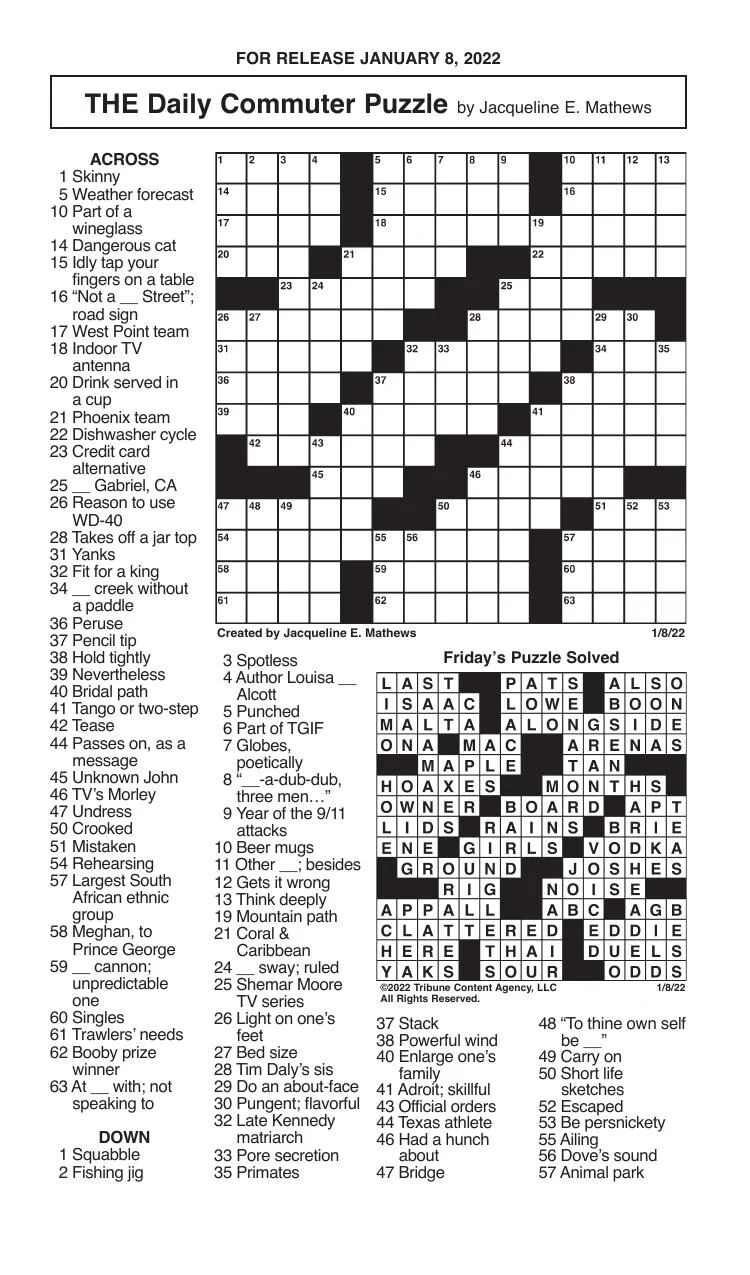 Crossword By Mathews 1 8 Messenger inquirer