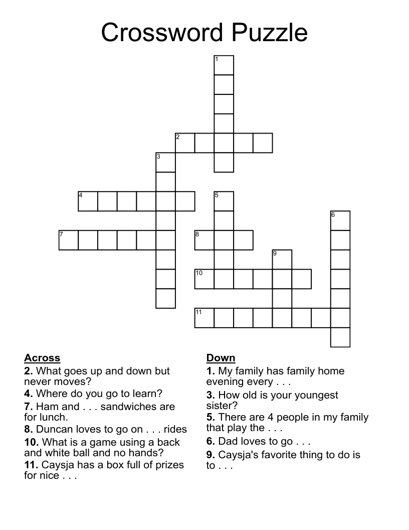 Senior Citezen Crossword Puzzles Printable