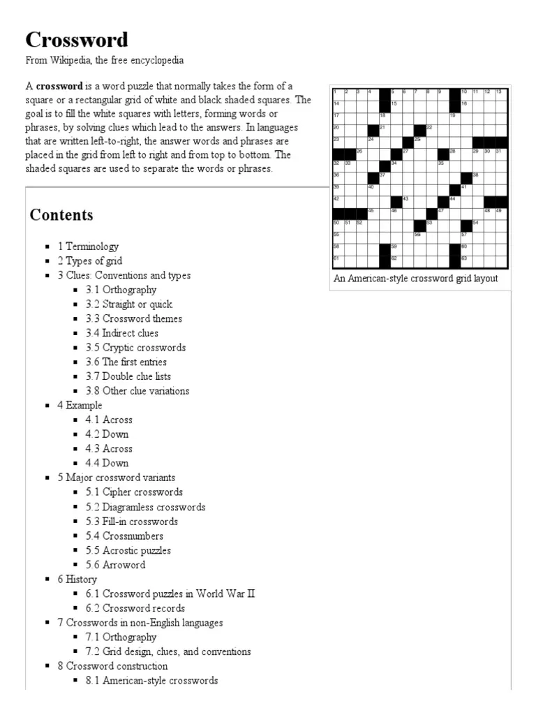 Crossword Wikipedia The Free Encyclopedia PDF Crossword 