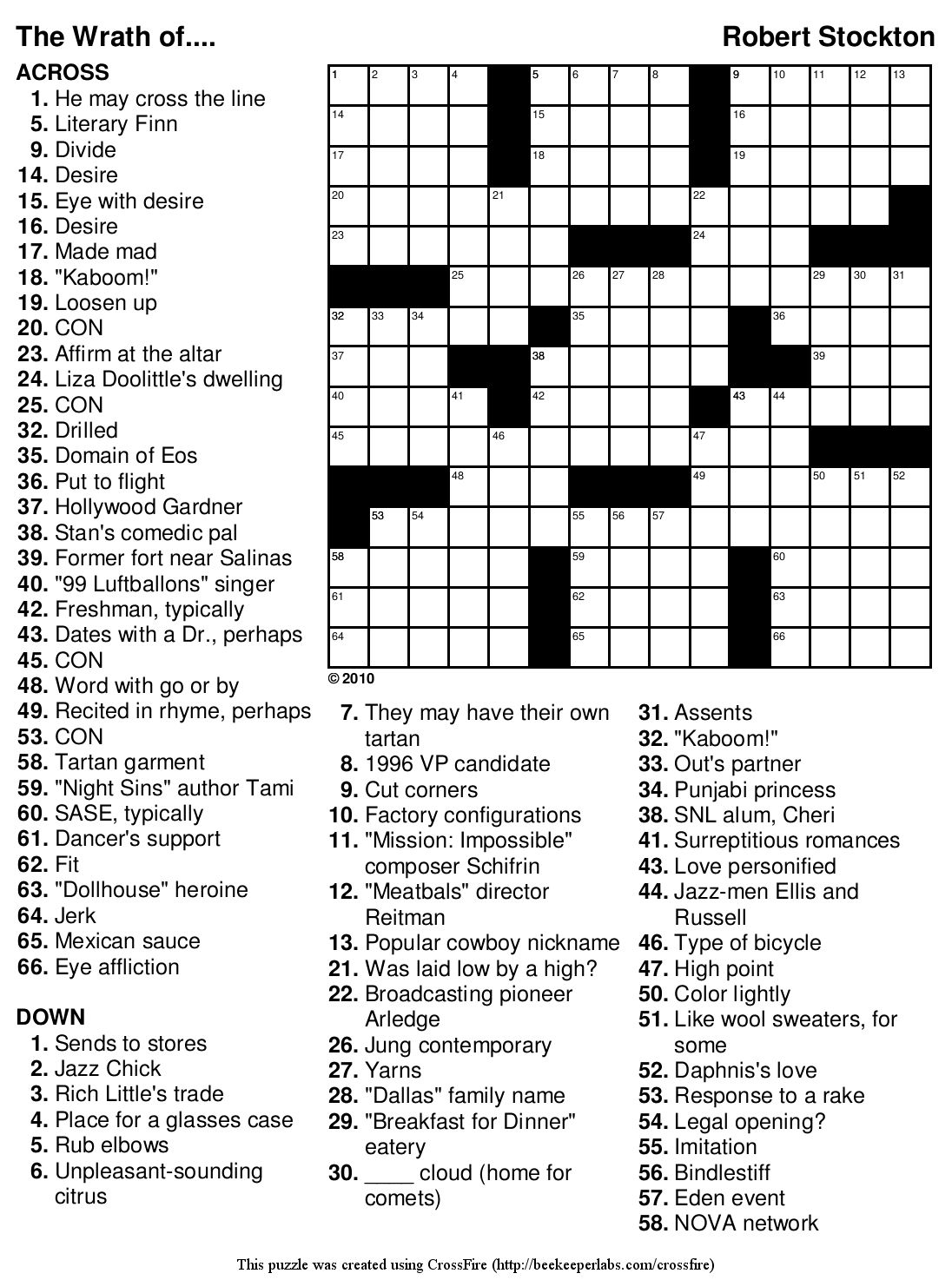Beginer Printable Crossword Puzzles