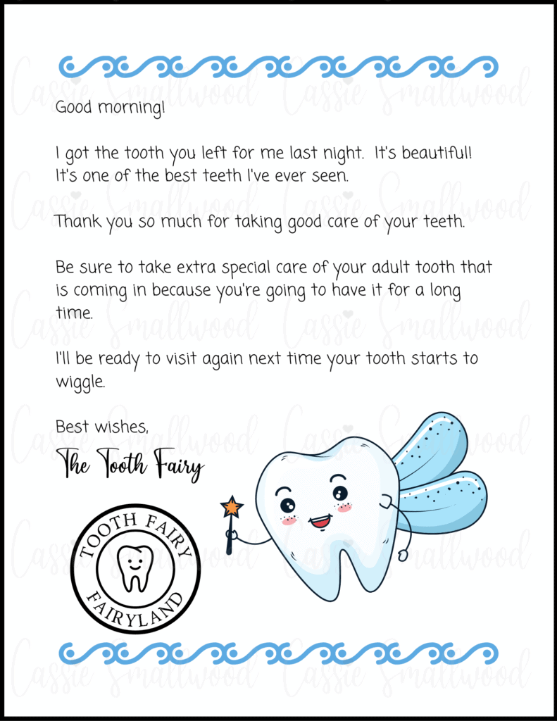 Printable Tooth Fairy Letter Template