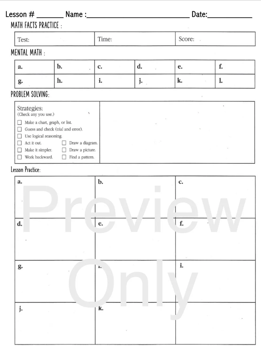 Printable Saxon Math Tests
