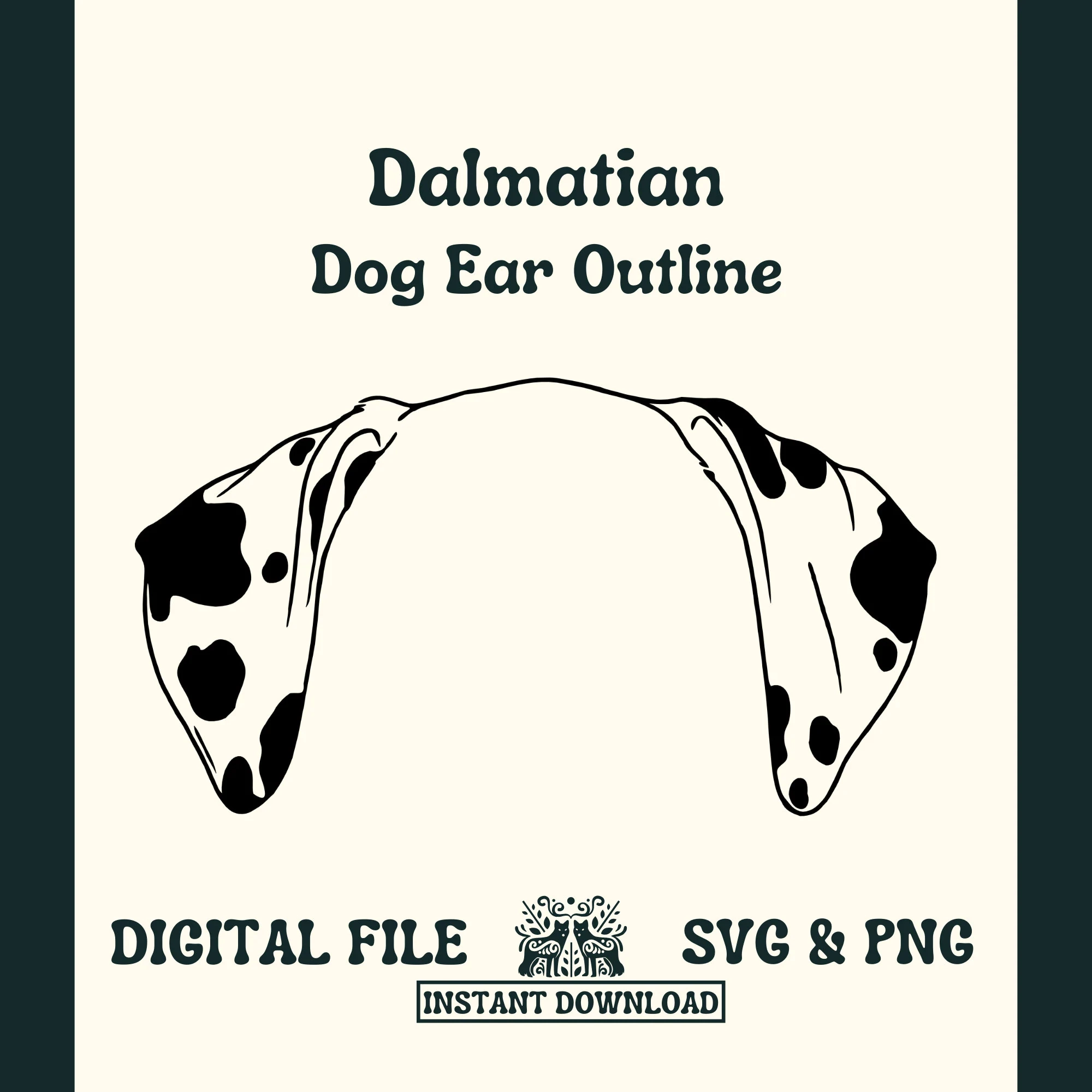 Dalmatian Dog Ear Outline SVG Cut File And PNG File For Cricut Or 