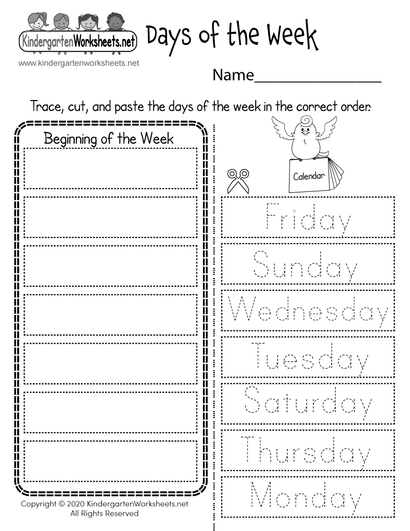 Days Of The Week Free Printables Pdf