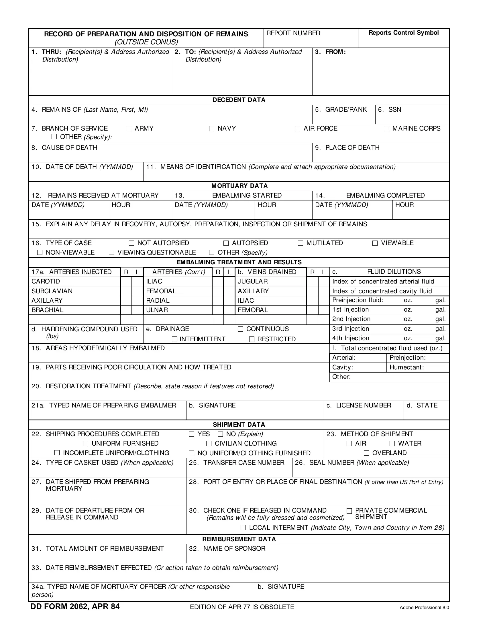 Da Form 2062 Fillable Pdf