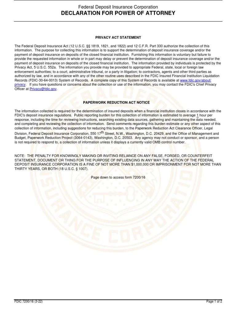 Declaration For Power Of Attorney Privacy Act Statement PDF 