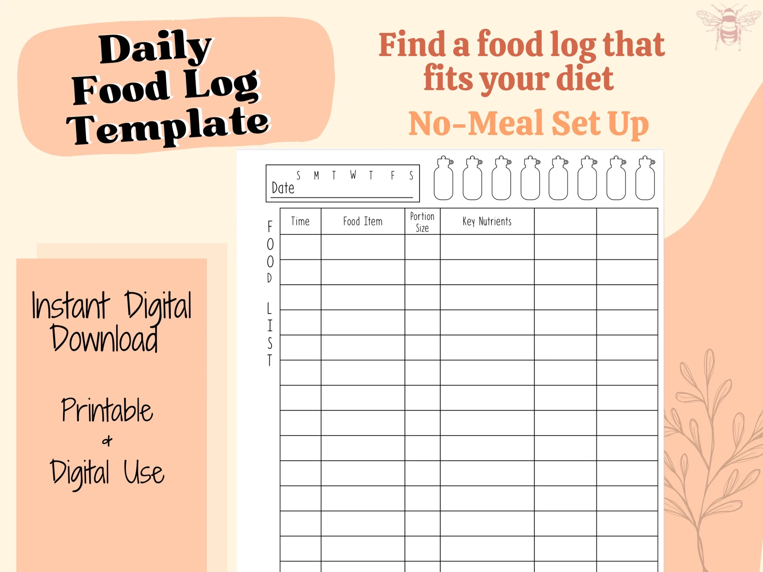 Food Log Template Printable