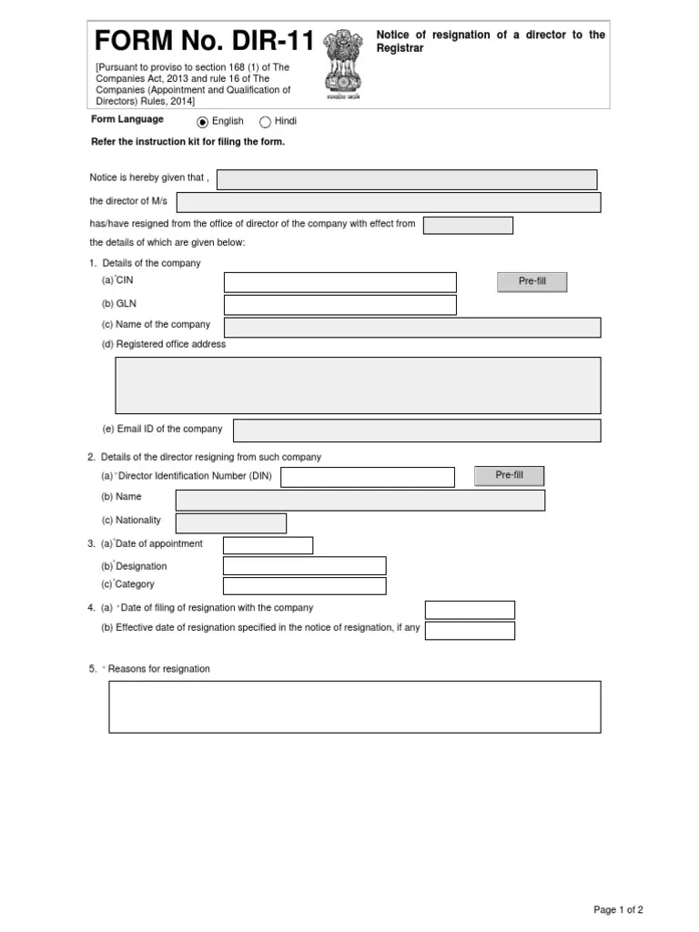 Director Resignation Notice Form PDF