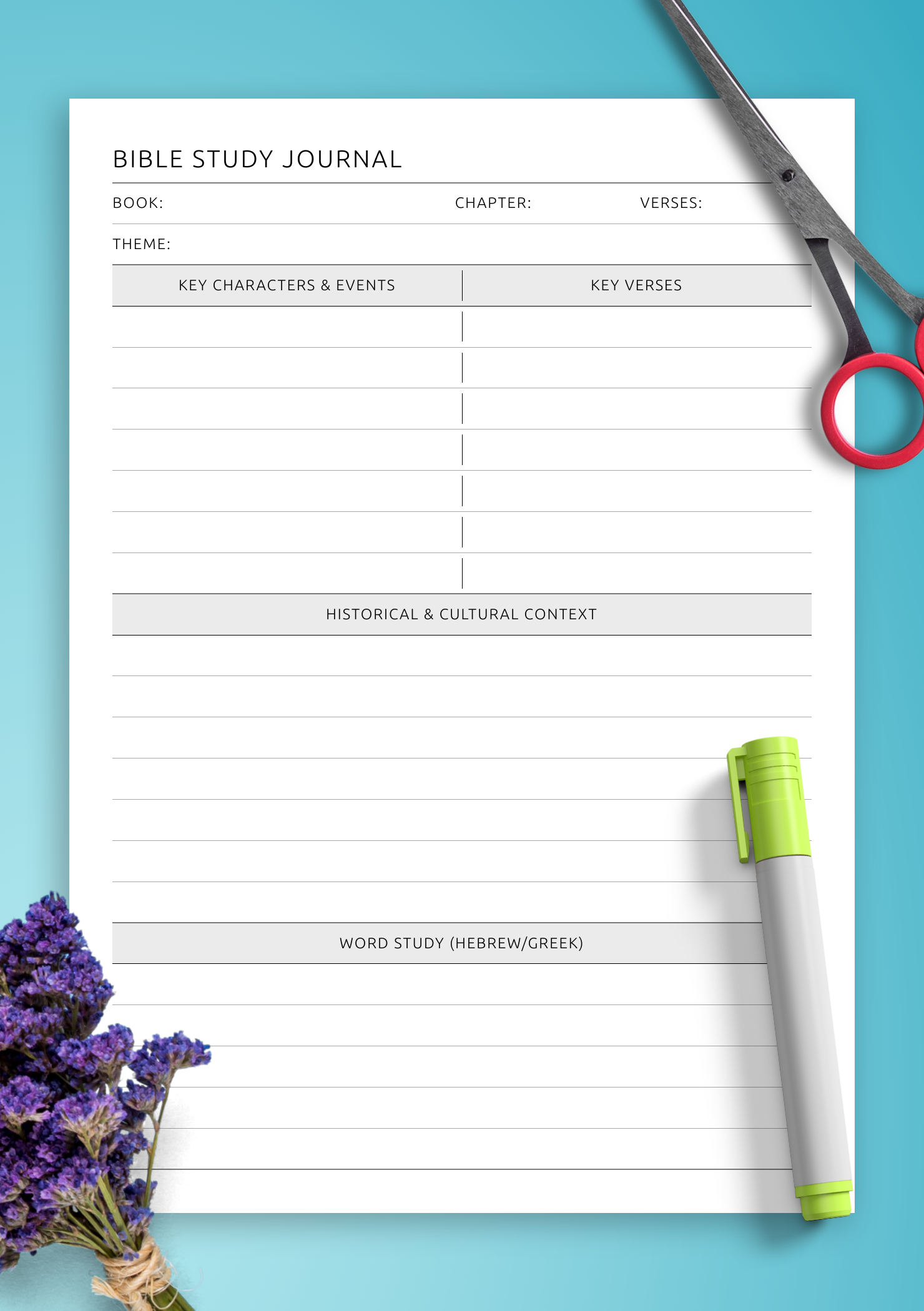 Download Printable Bible Study Journal Template PDF For Your Bible 