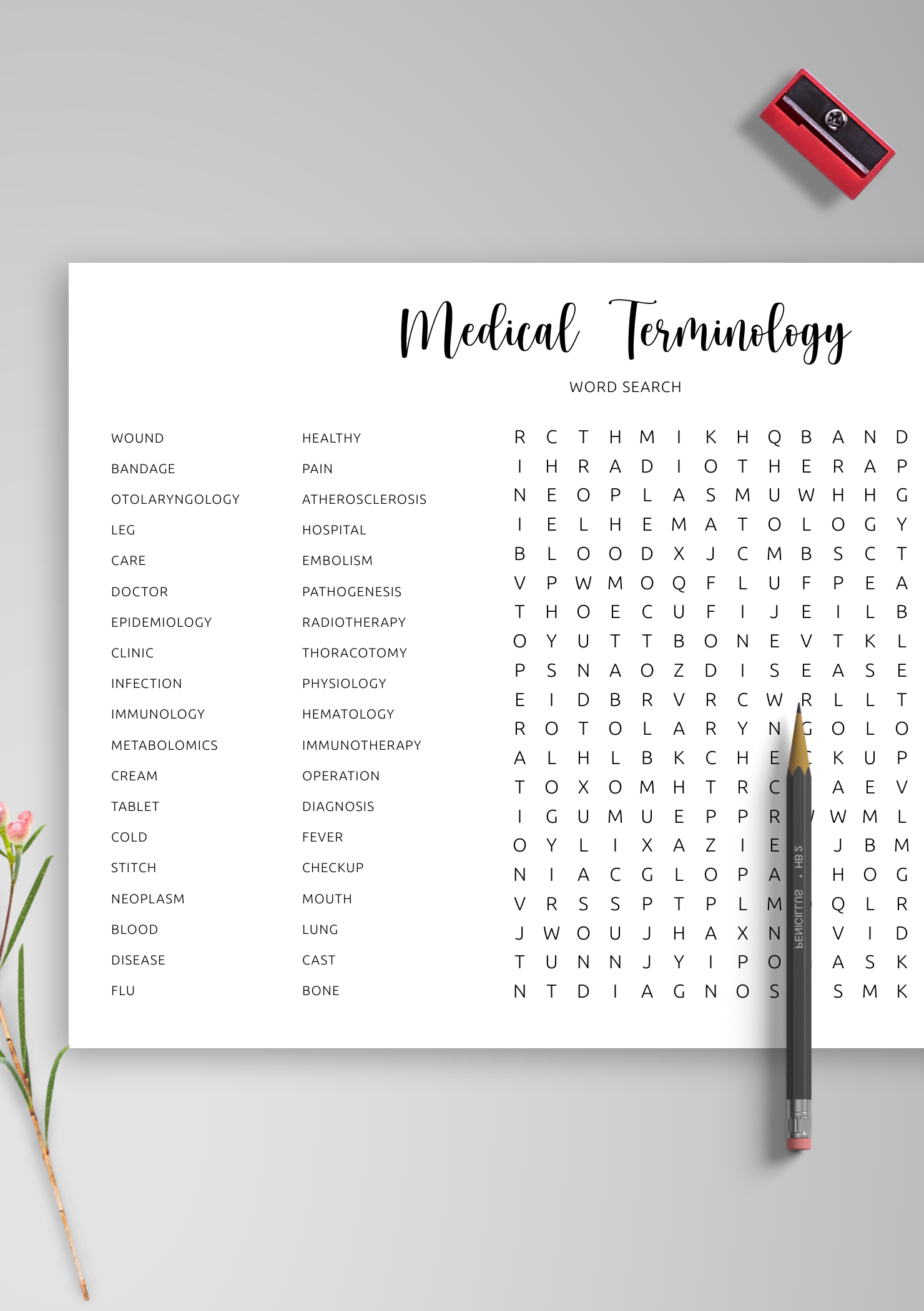 Medical Terminology Printable Sheets