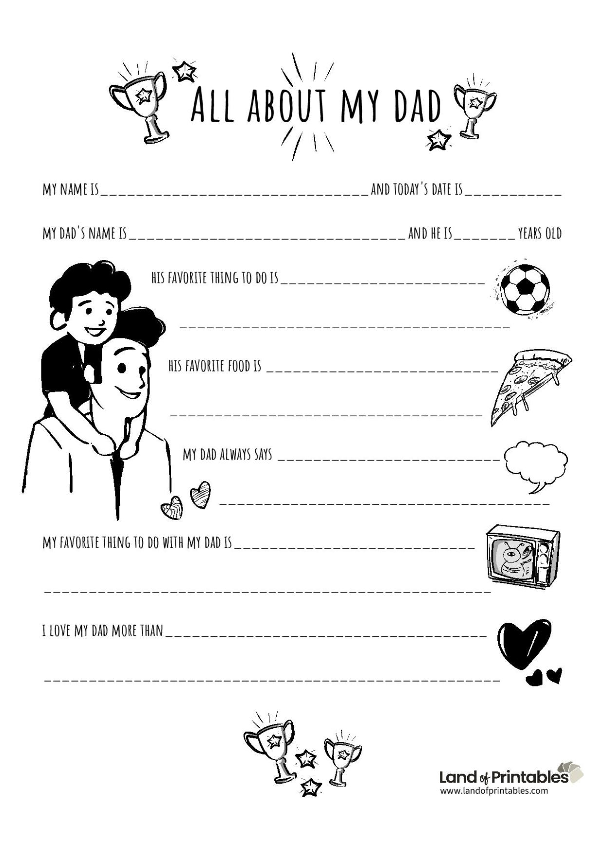 Free Printable All About My Dad Worksheet