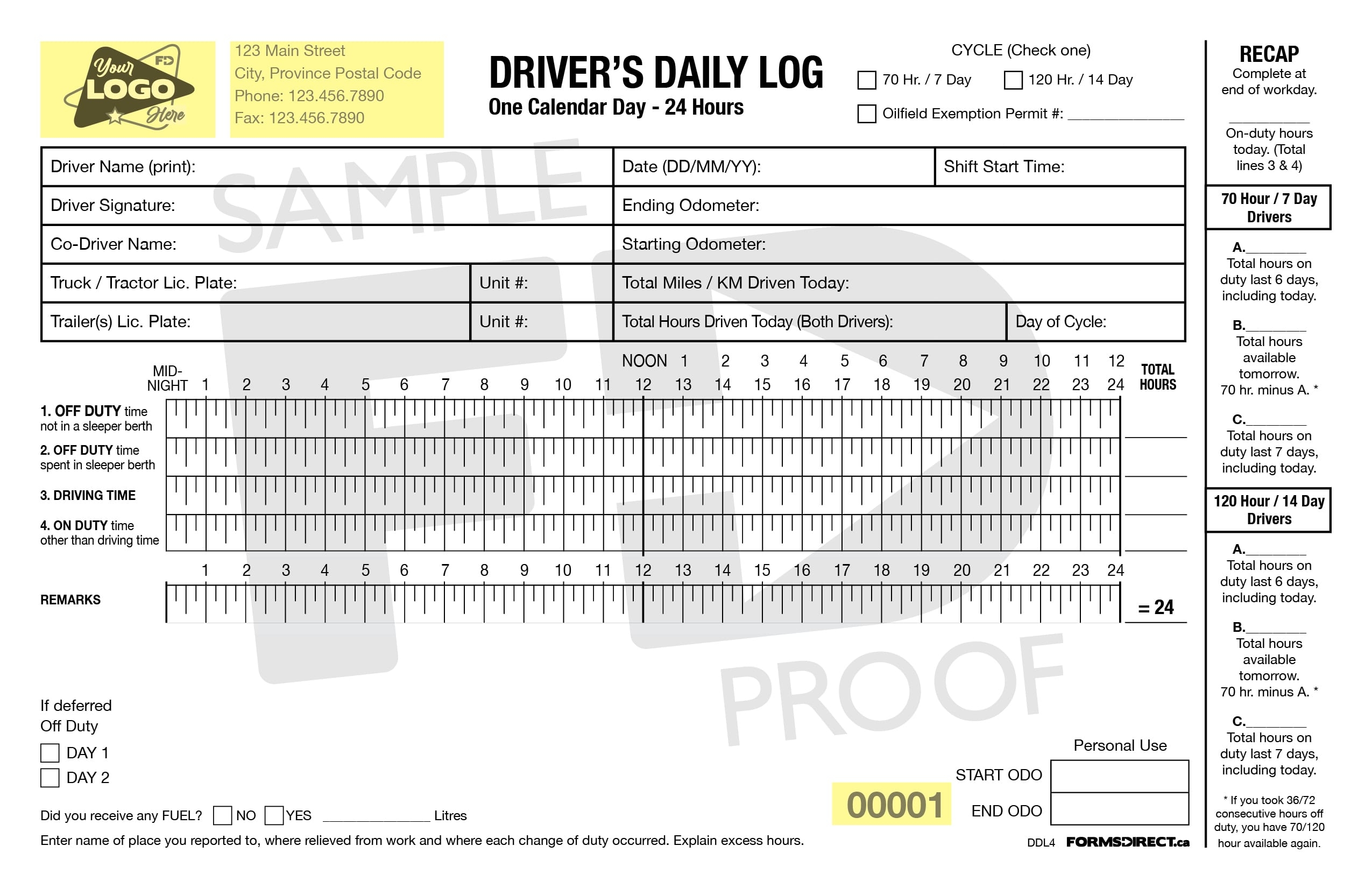 Driver s Daily Log DDL4 Carbonless Form Template Forms Direct