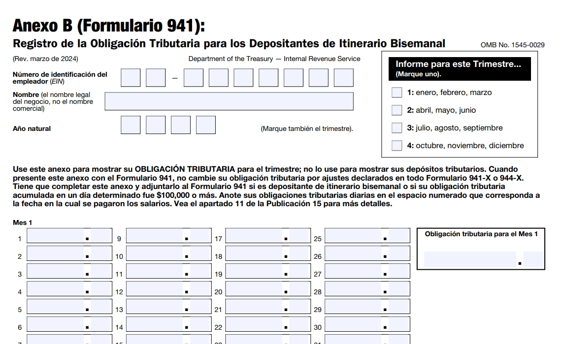 Schedule B Form 941 Printable
