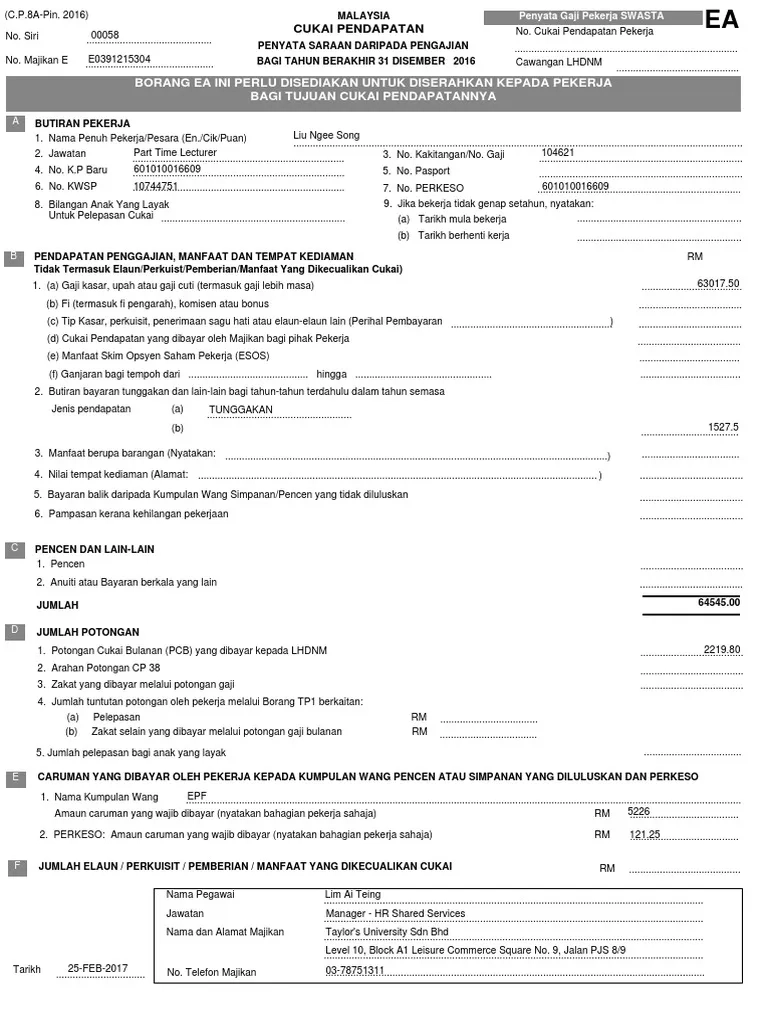 EA Form 31 December 2016 PDF