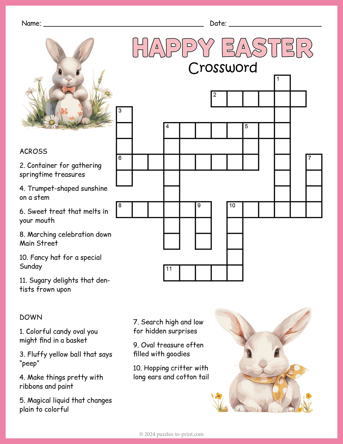 Printable Crossword Puzzles Easter