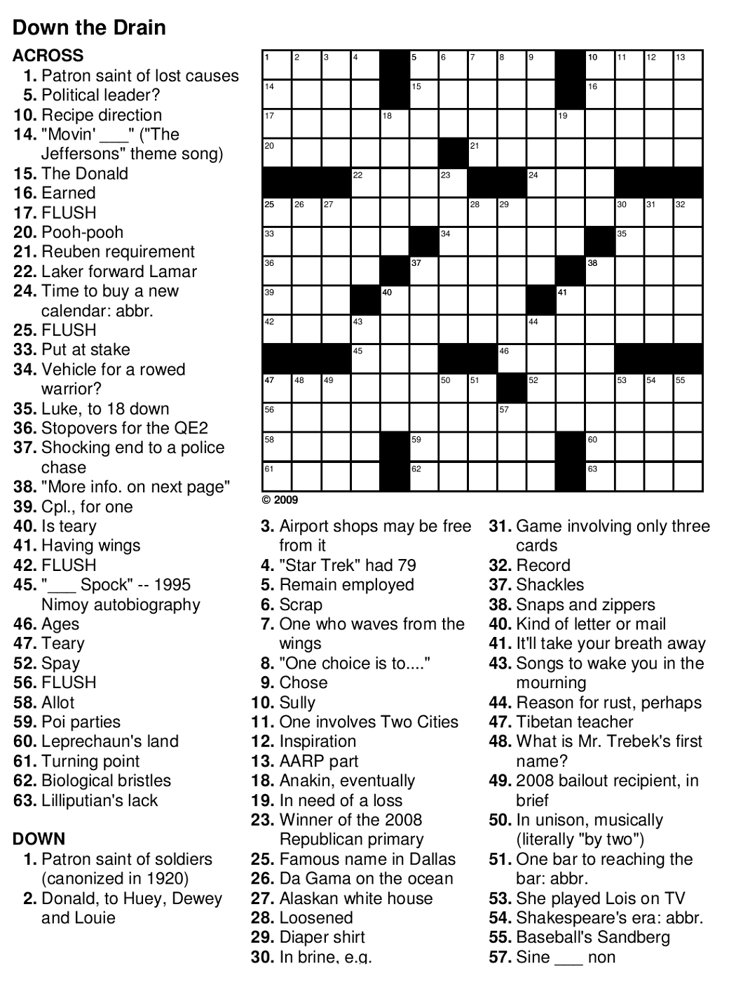 Printable Crossword Puzzles For Seniors