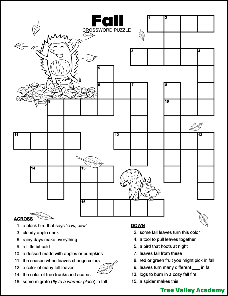 2nd Grade Crossword Puzzles Printable