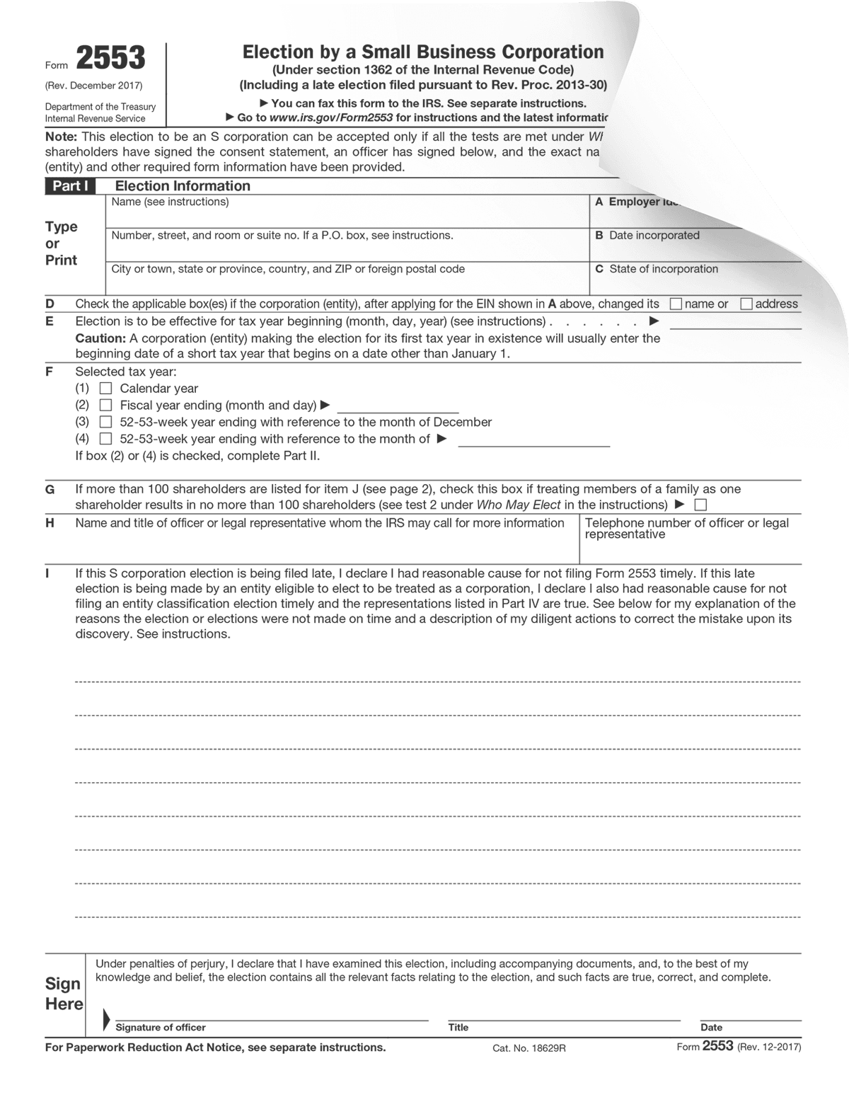 Easy Form 2553 Generator Printable PDF Download