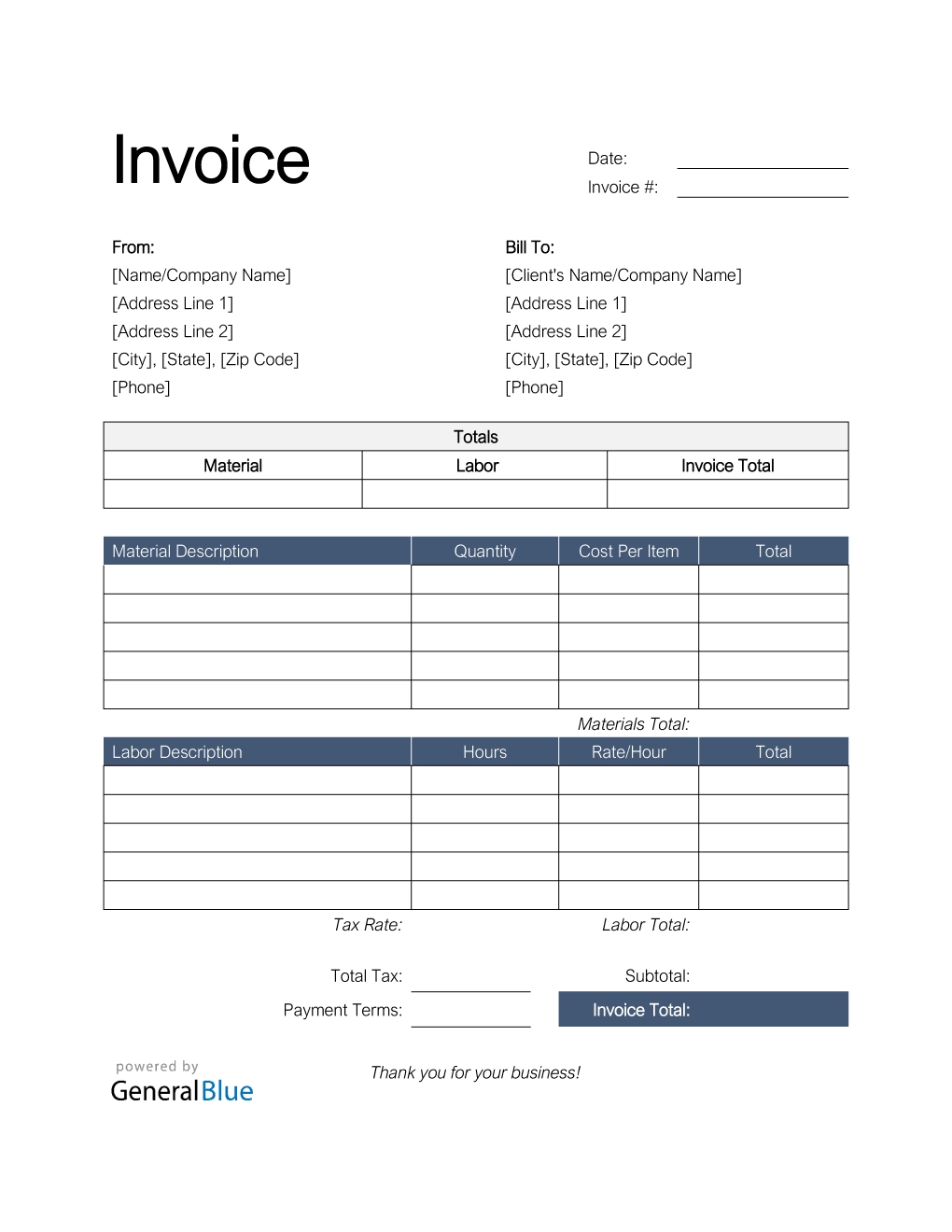 Free Printable Template Invoice