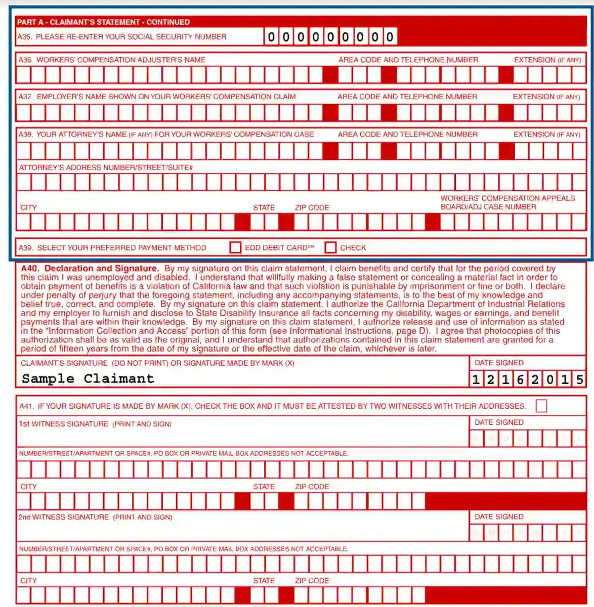 Printable Form De 2501 For Disability