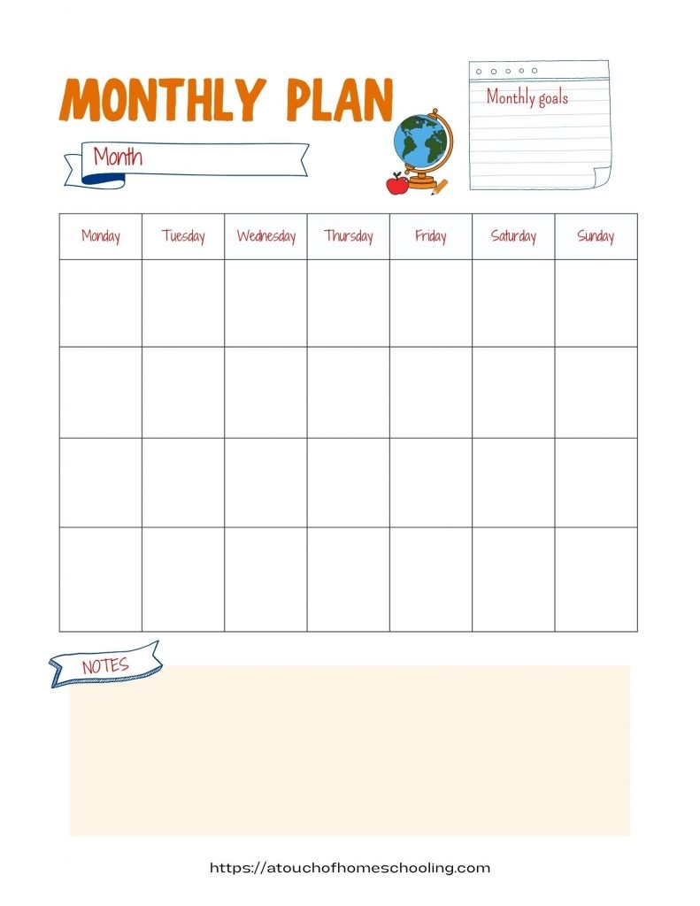 Blank Calendar Printable Homeschool