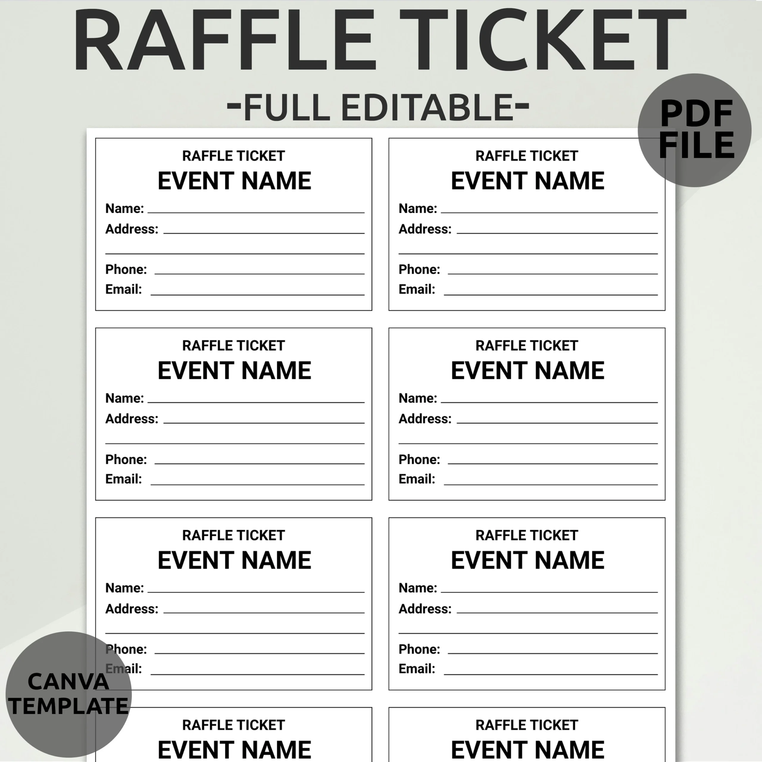 Editable Raffle Ticket Template Printable Raffle Ticket Editable Raffle Ticket Template Printable Raffle Ticket
