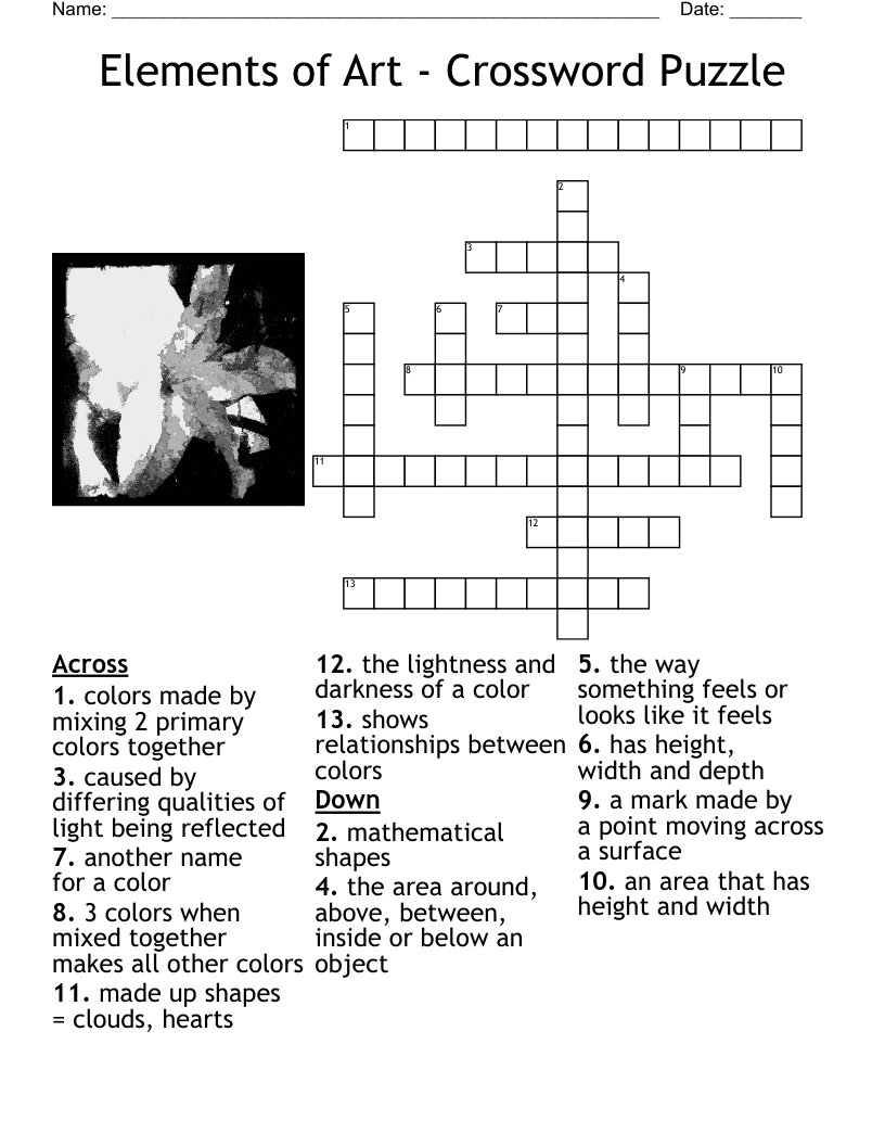 Art Crossword Puzzles Printable