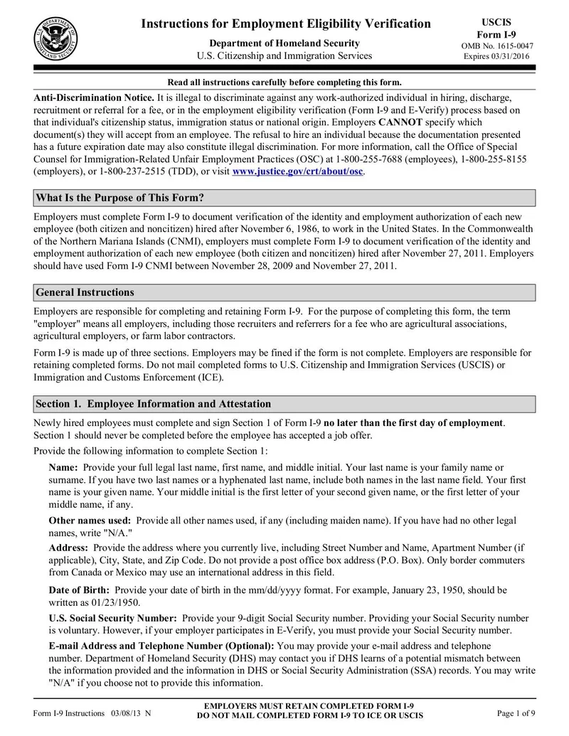 Employment Eligibility Verification Form I 9 Fill And Sign 