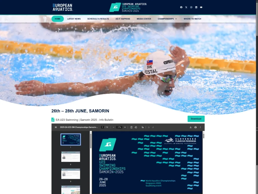 European Aquatics Launches Dedicated Websites For 2025 U23 And 