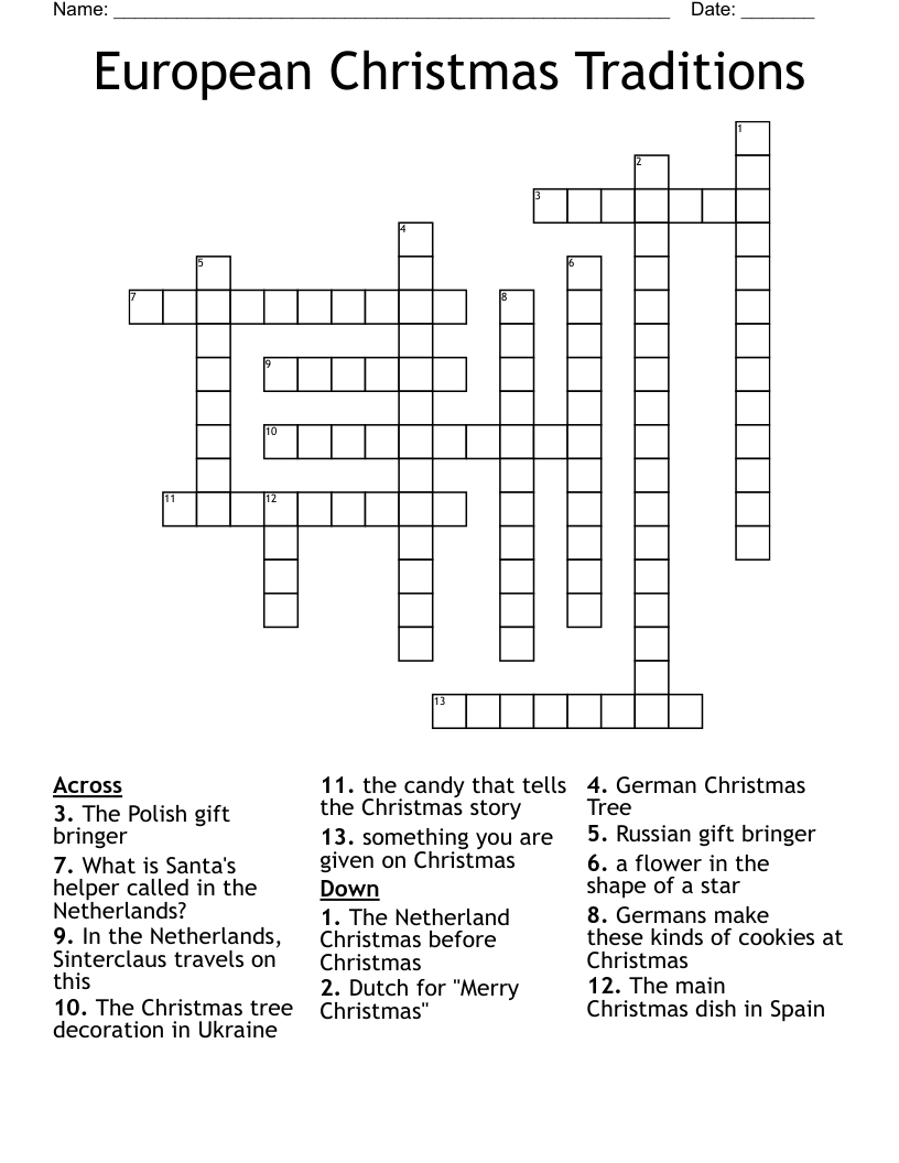 Europe Crossword Puzzles Printable
