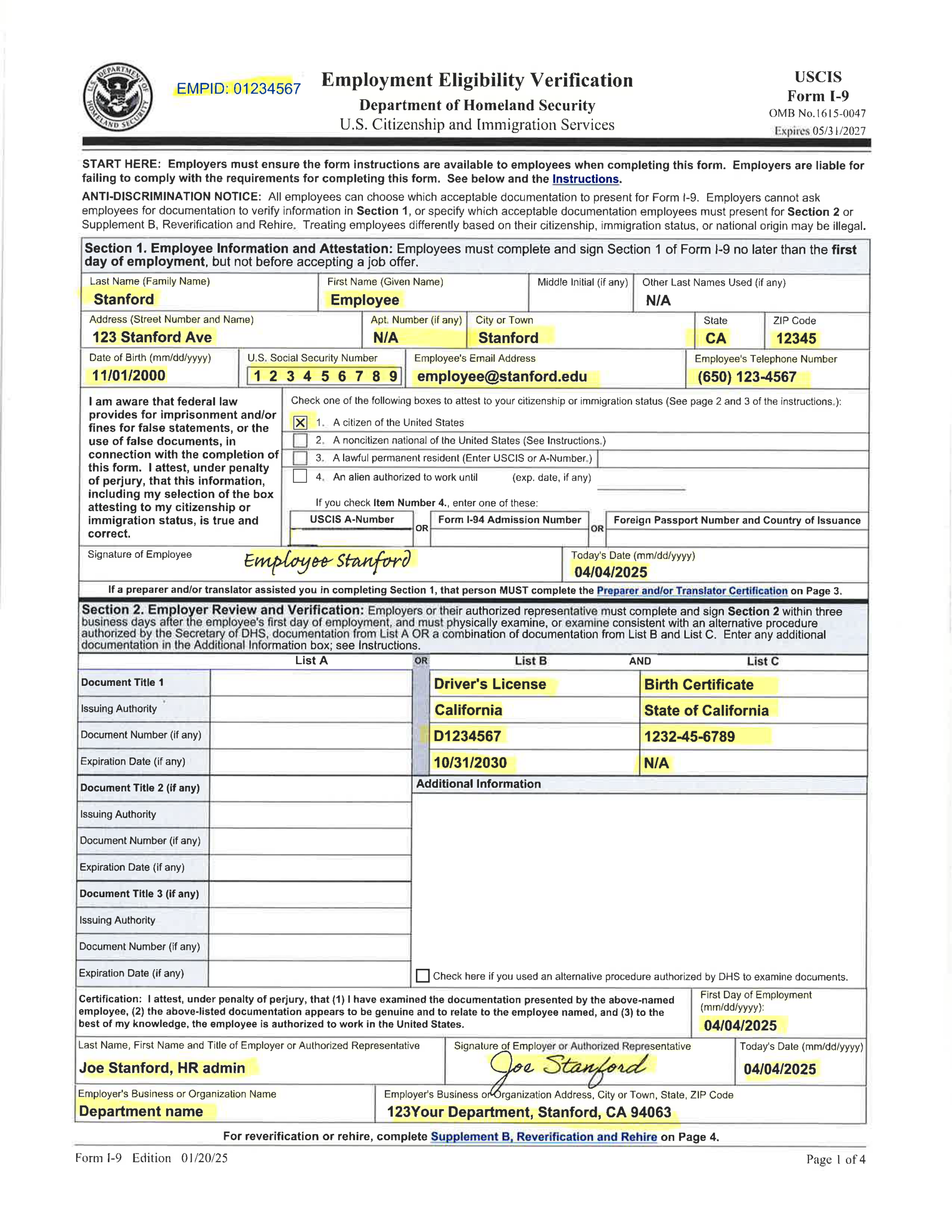 Form I9 Wa State