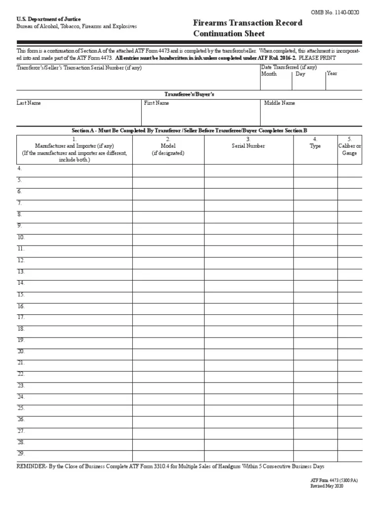 Atf Form 4473 Printable