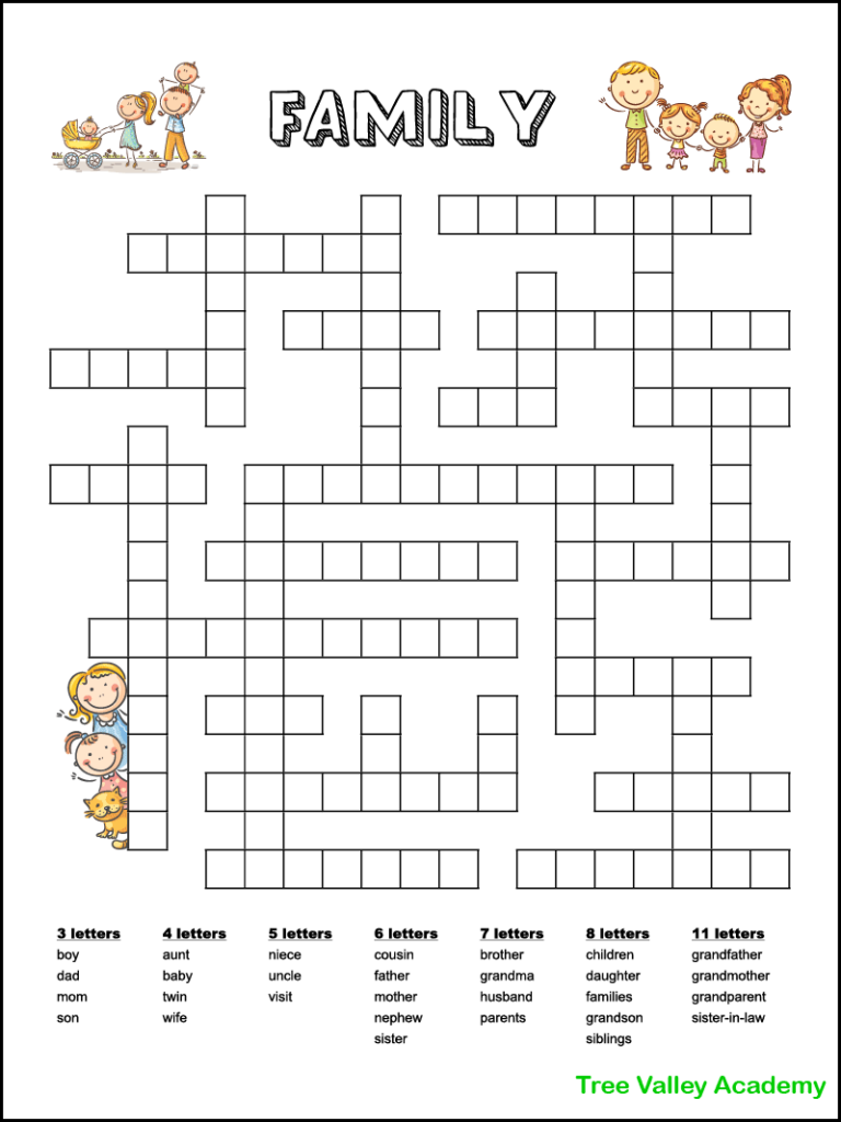 Family Crossword Puzzle Printable