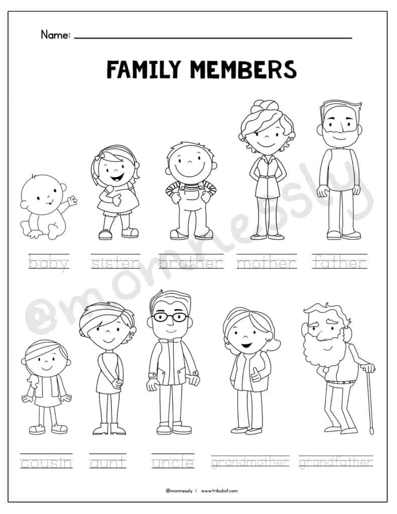 Family Worksheets Tribobot X Mom Nessly