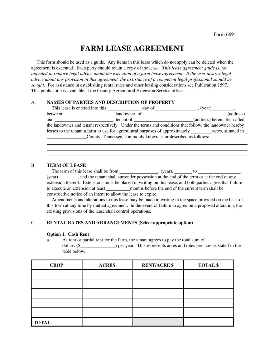 Farm Lease Agreement Agricultural Fill Out PDF Forms