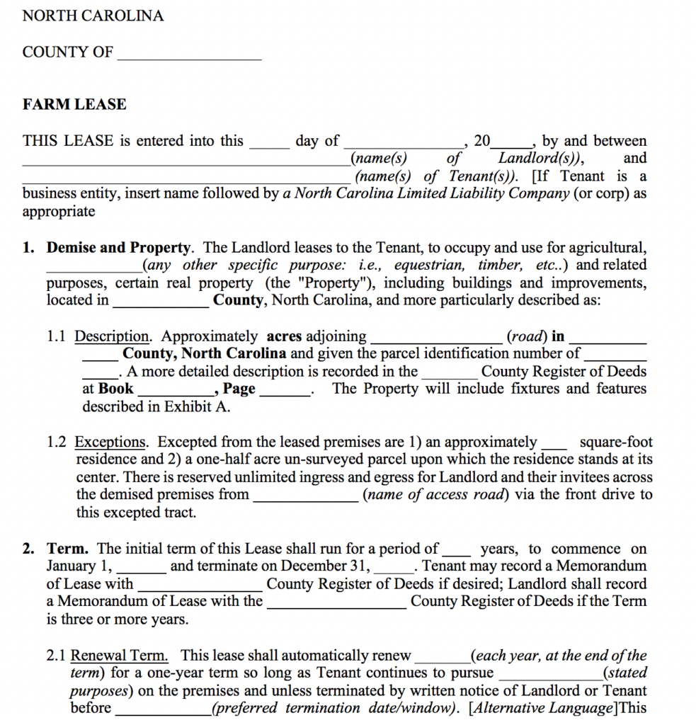 Free Farm Lease Agreement Forms To Print