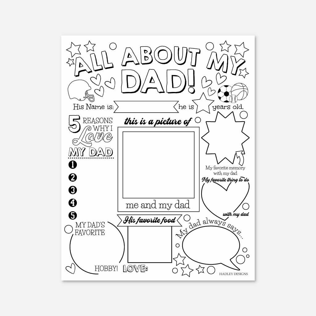 Fathers Day All About My Dad Poster Printable